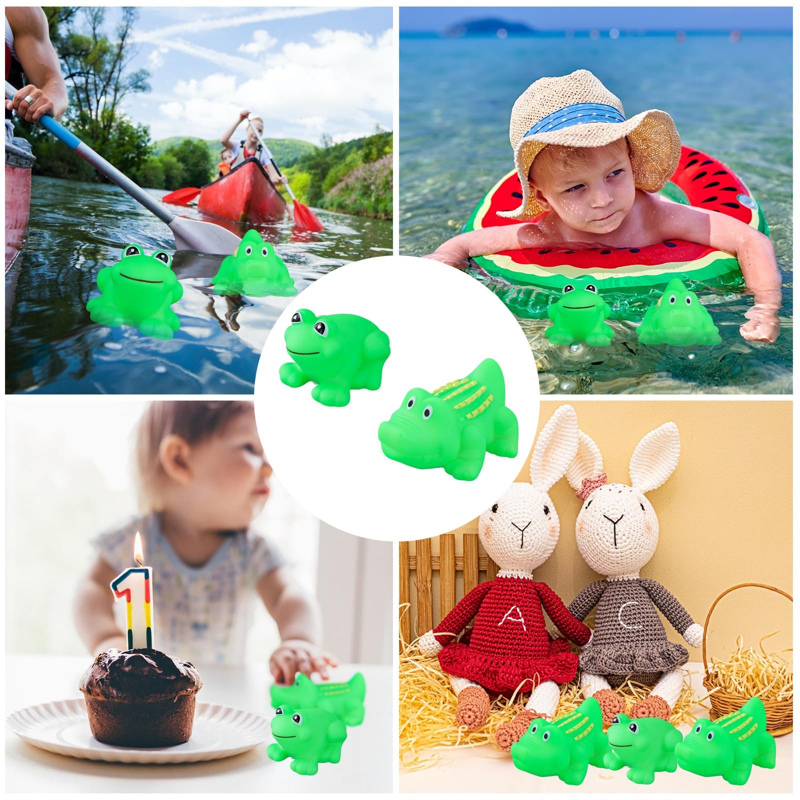 Іграшки для ванни Жаба та Алігатор Гумові пищалки 20 шт Зелений, фото №7