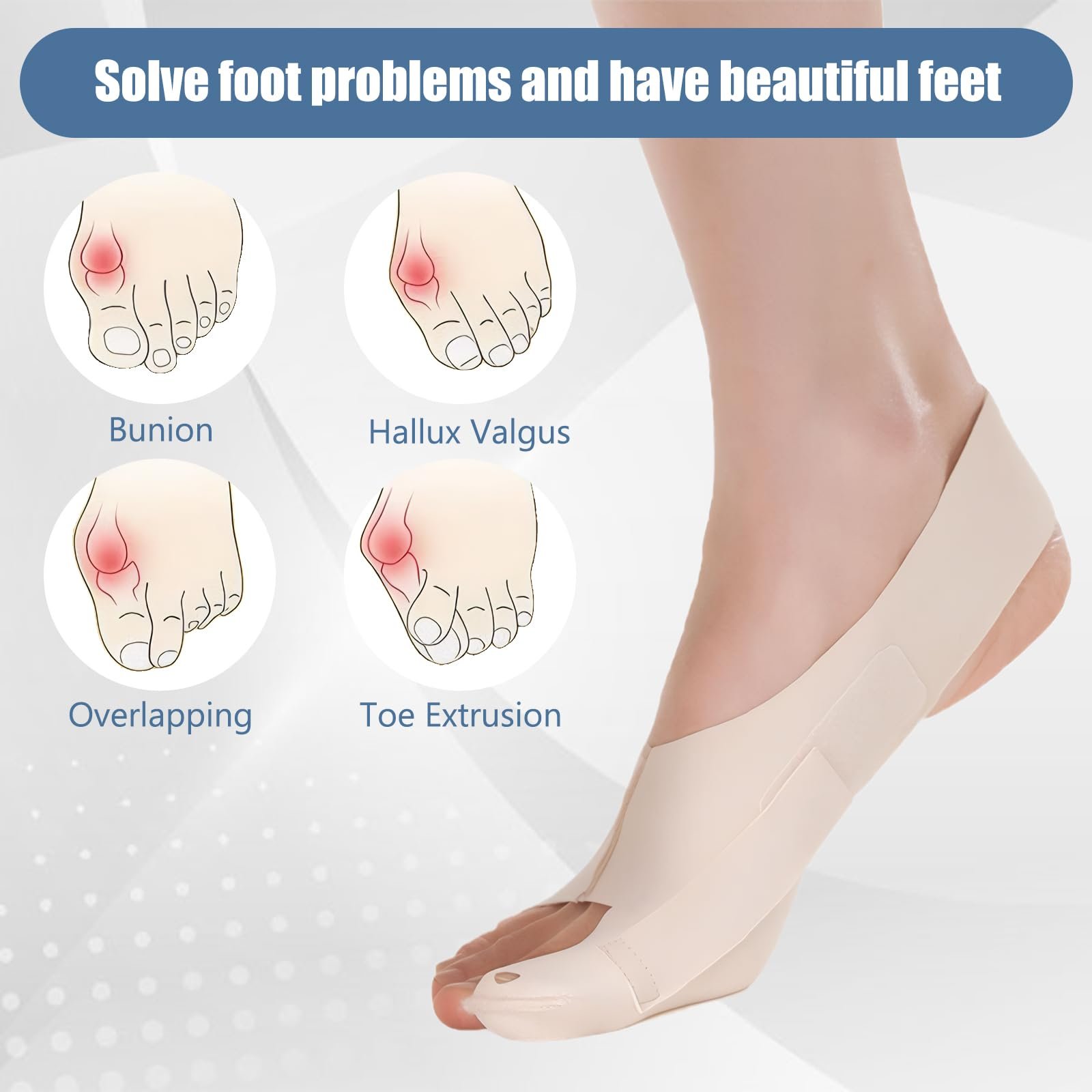 Коректор великого пальця стопи 4 шт. Розмір M, бандаж Hallux Valgus, регульований, фото №5