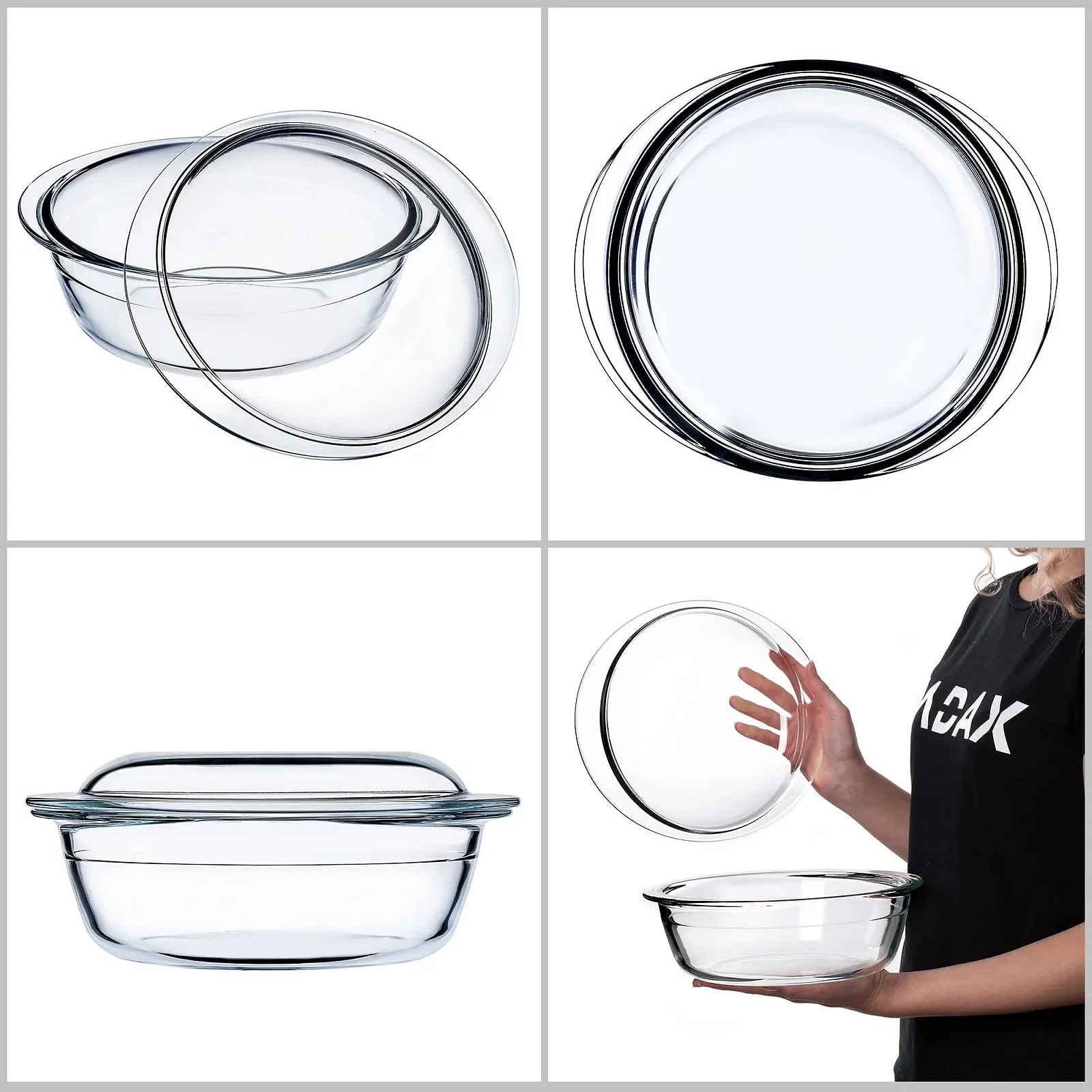 Форма для запікання KADAX 2.2 л кругла з термостійкого скла з кришкою, фото №7