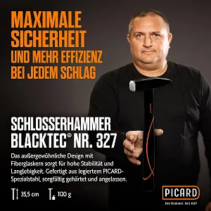 Молоток слесарный PICARD BlackTec® FS No. 327 800 г 3-компонентная рукоятка synthetic.ua - Фото 1
