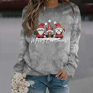 Рождественский джемпер Женский рождественский джемпер Элегантный вязаный джемпер Рождественская вечеринка Длинный рукав Рождественский принт Пуловер Свитшот Смешной рождественский костюм Рождественское платье Свитер synthetic.ua - Фото 1