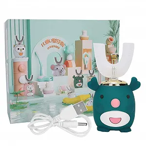 Дитяча електрична звукова зубна щітка U-подібна 6-14 років Green - Фото 1