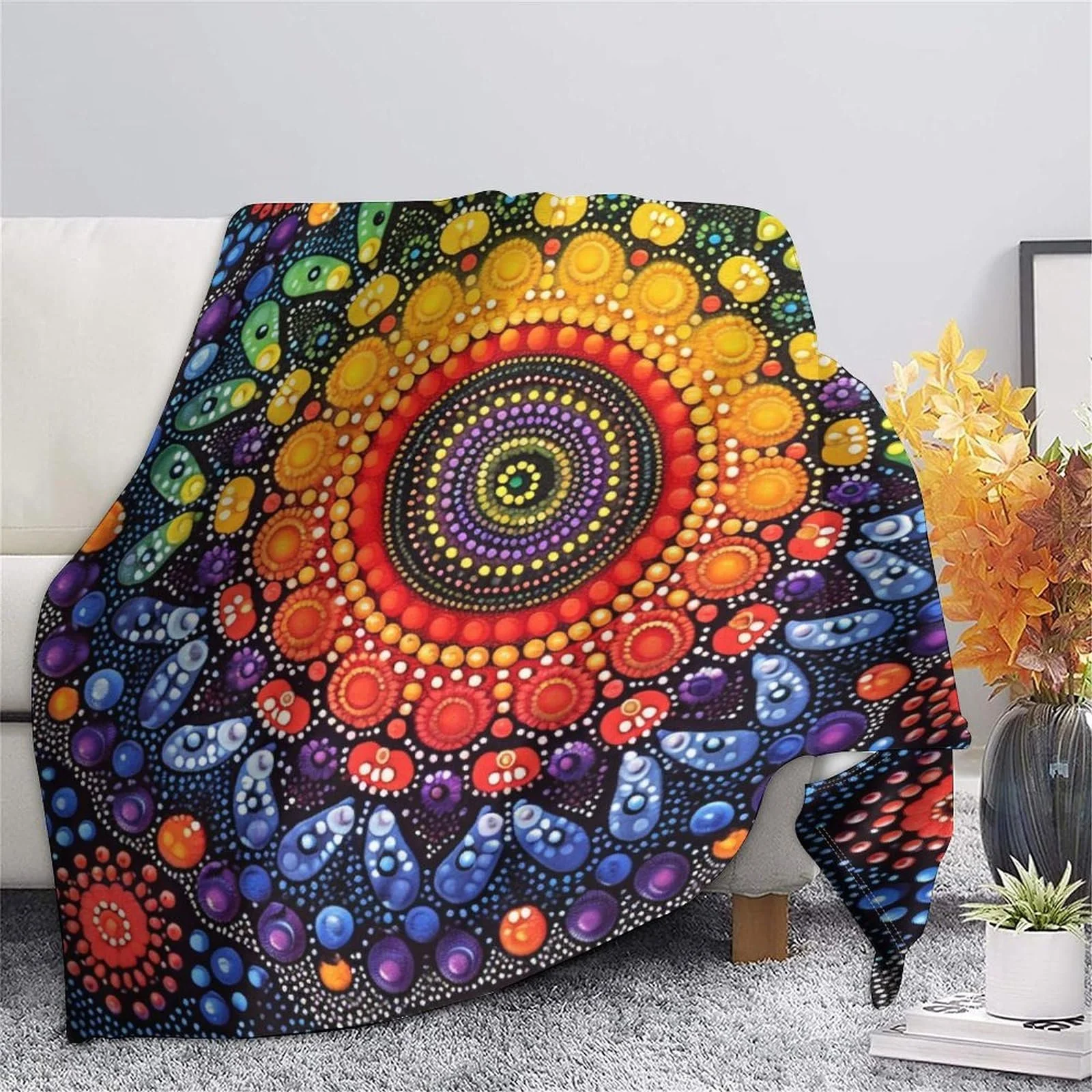 Покривало VFKLZCNYR Cuddly Fluffy Mandala Флісова з 3D принтом для дивану ліжка Різдвяний подарунок 180 x 200 см, фото №6