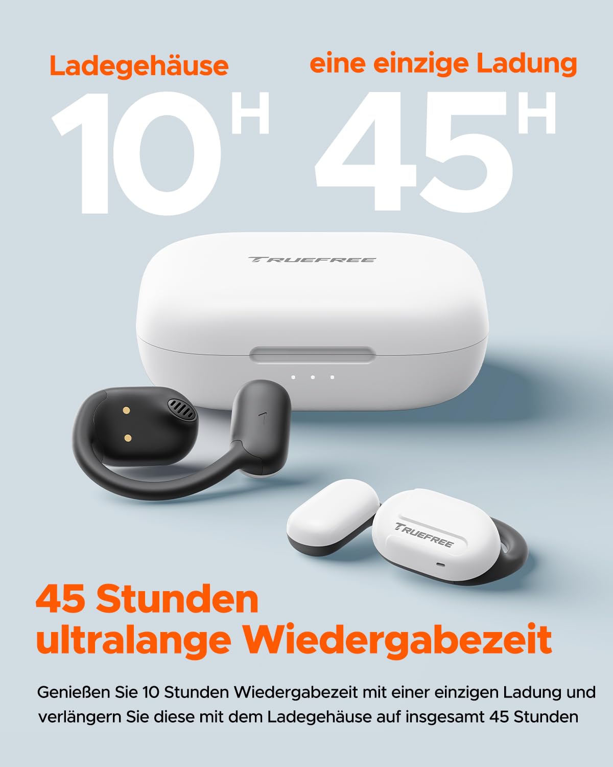 Наушники truefree O1 Open Ear Bluetooth 5.3 Беспроводные Динамические 16.2 мм 4 Микрофона 45 часов Белый, фото №6