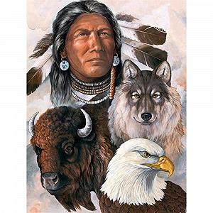 Пазл Adult Classic Native American Eagle Wolves 1000 элементов 38 x 26 см - Фото 1
