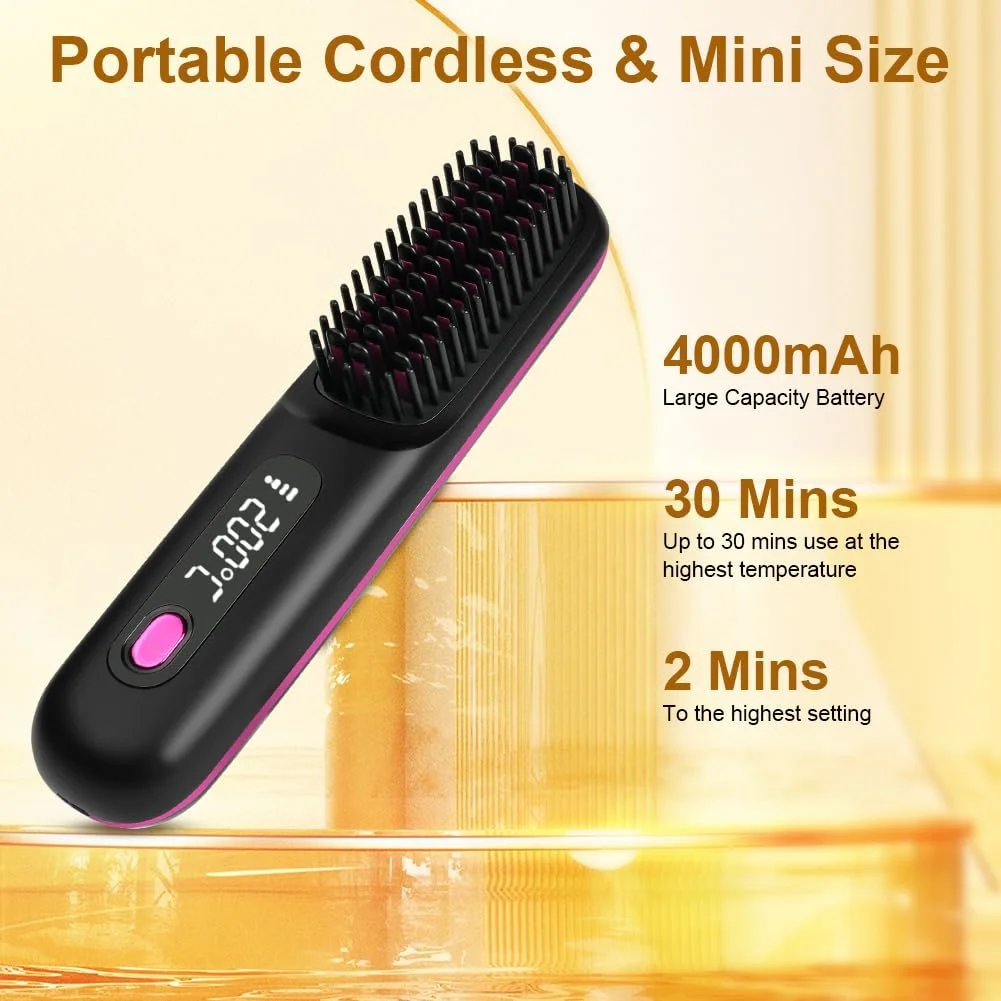 Щітка-випрямляч LOPHE Wireless Mini 160-200°C LED-екран Black, фото №6 Щітка-випрямляч LOPHE Wireless Mini 160-200°C LED-екран Black, фото №6