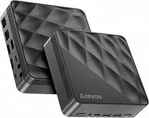 Міні ПК Azeyou / Intel N100 / RAM 16GB / SSD 512GB / 2 x HDMI / 2 x LAN / Wi-Fi 6 / Bluetooth 5.2 / Windows 11 / Чорний - Фото 1