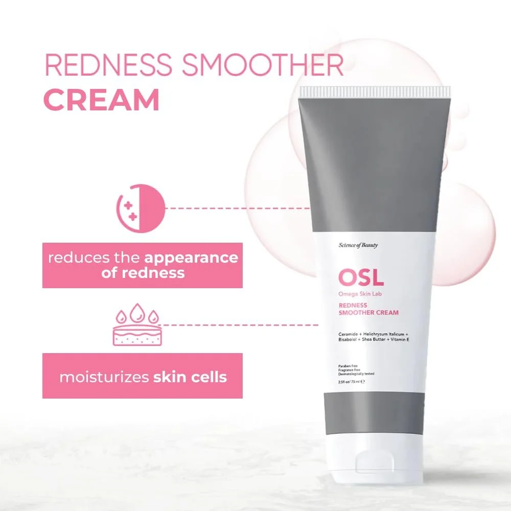 Крем OSL Omega Skin Lab OSL Redness Smoother Cream проти почервонінь тонуючий зволожуючий 75 мл, фото №4 Крем OSL Omega Skin Lab OSL Redness Smoother Cream проти почервонінь тонуючий зволожуючий 75 мл, фото №4
