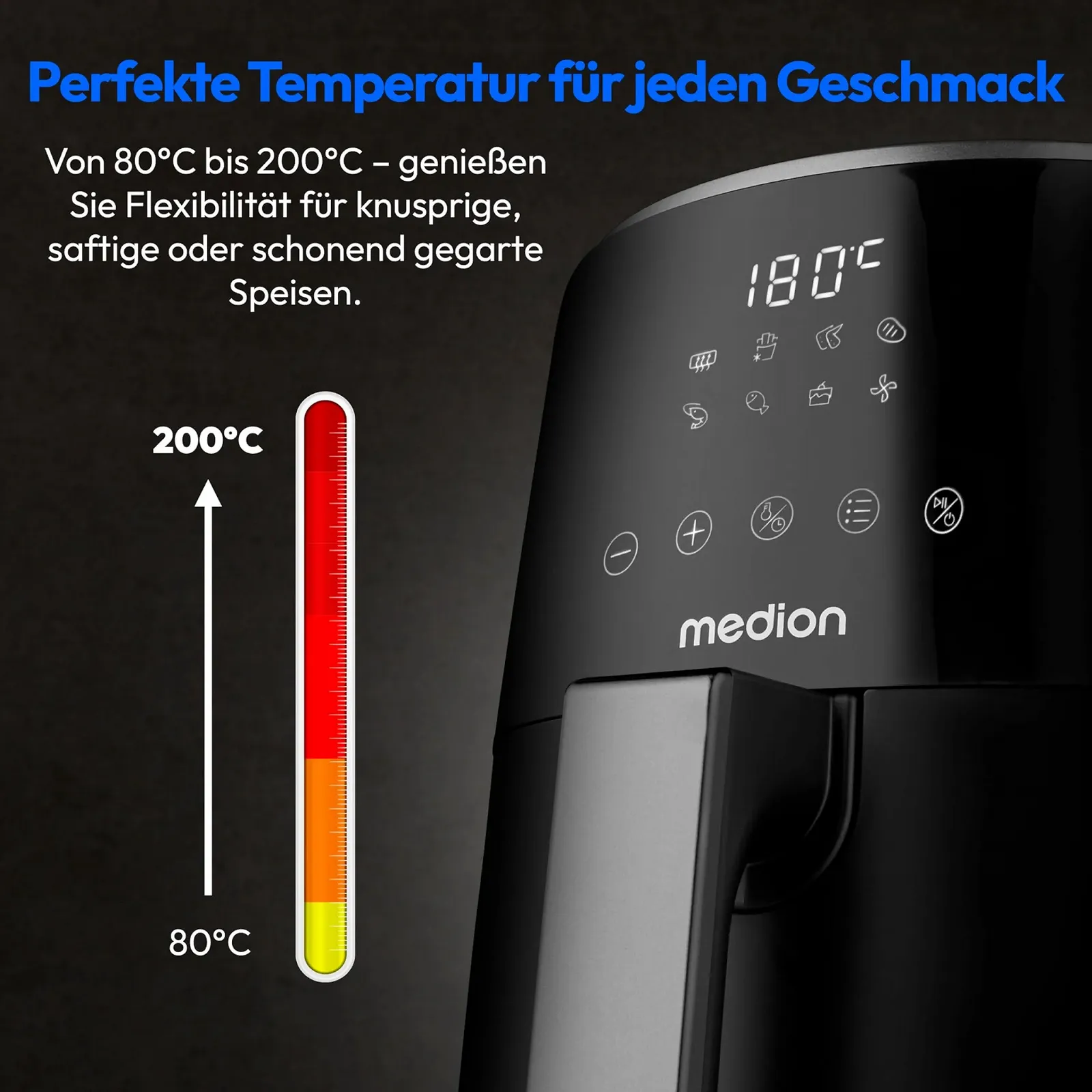Мультипіч MEDION P40 L MD13030 4.7 L 1500 W Таймер на 60 хвилин до 200 °C Чорна, фото №6