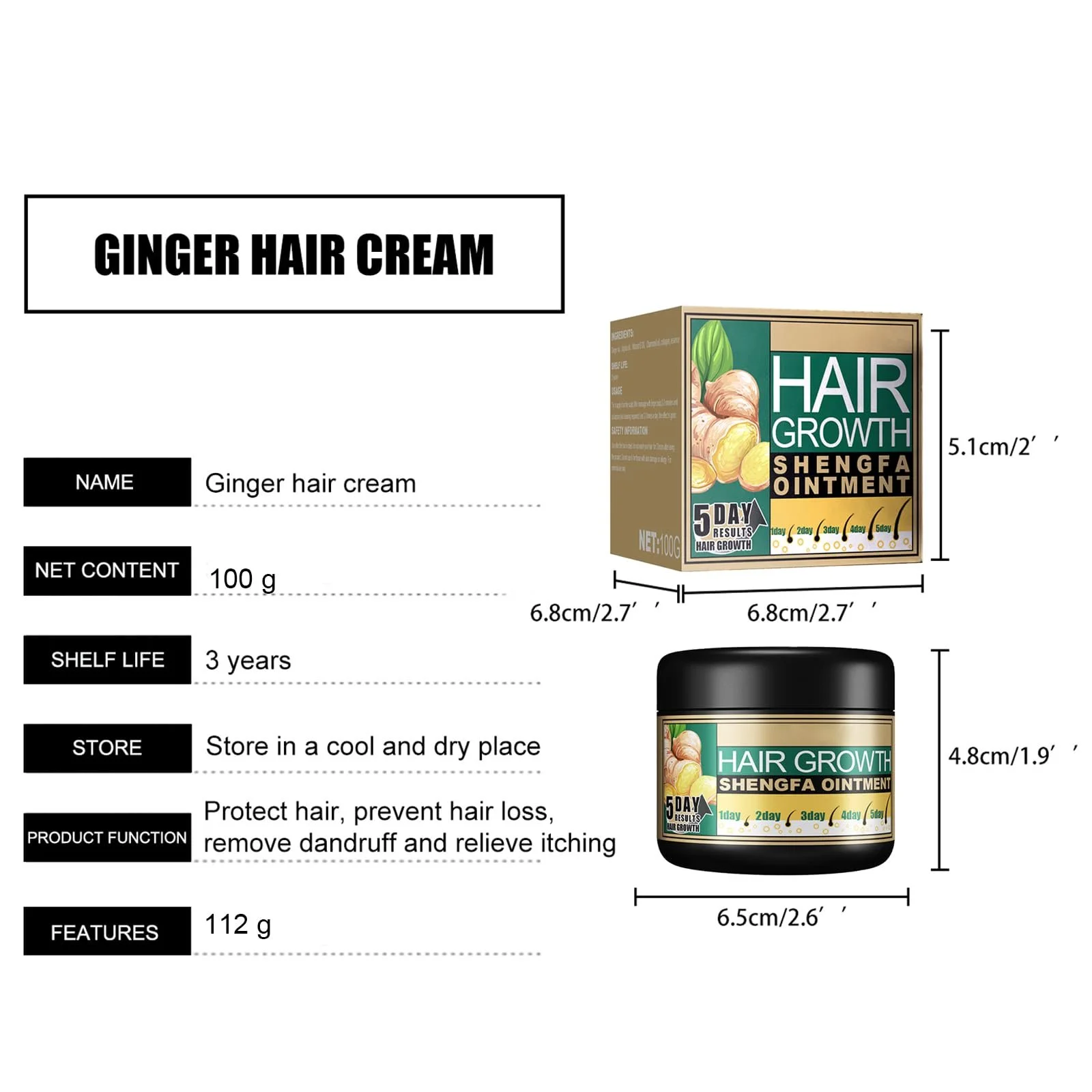 Крем для роста волос Имбирный крем для волос, Крем для роста волос, Крем против выпадения волос, Рост волос, Крем для ускорения роста волос, Останавливает выпадение и истончение волос для женщин и мужчин, фото №7