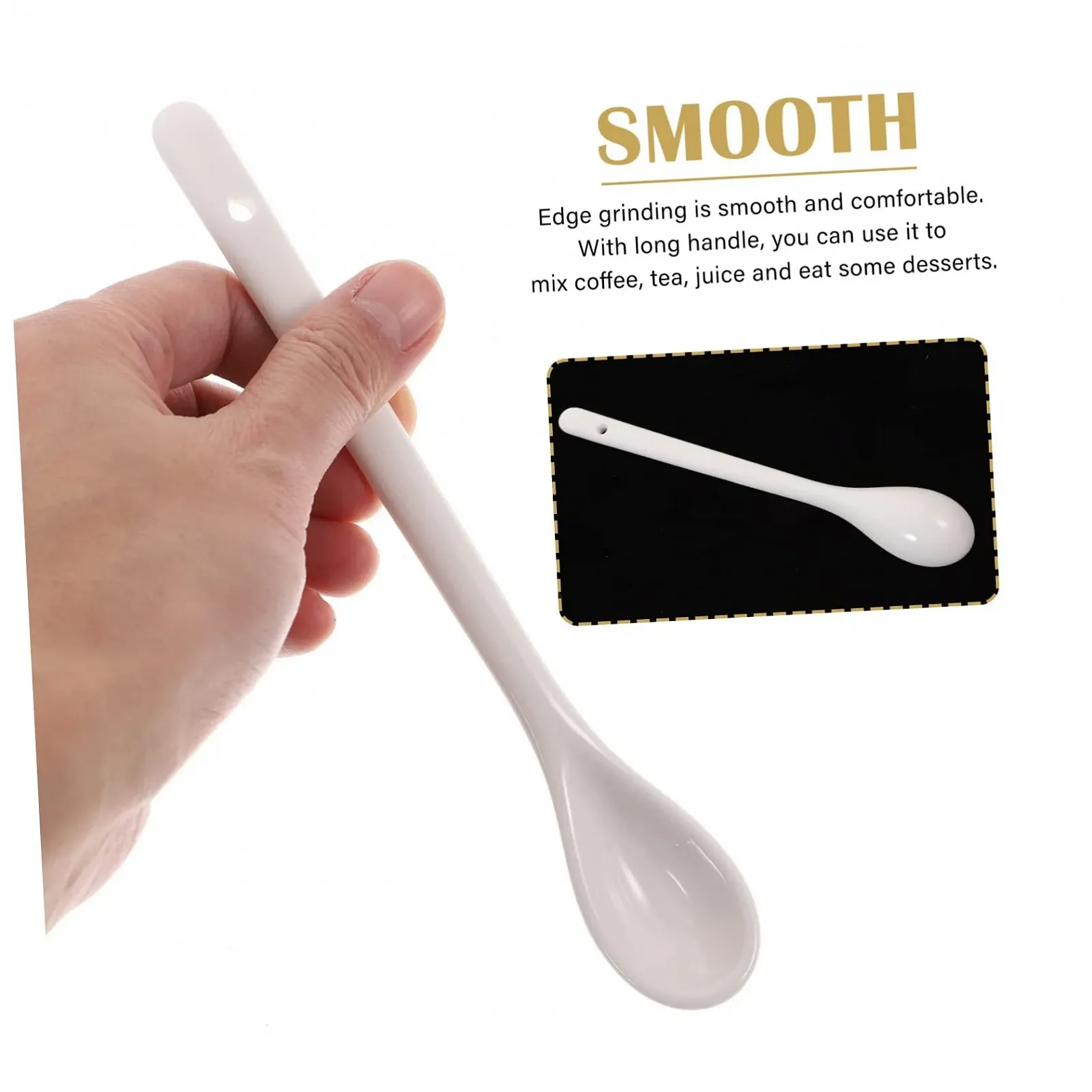 Ложка керамическая с длинной ручкой Porcelain для супа, каши, риса, универсальная, можно мыть в посудомоечной машине, прочная, упаковка из 5 штук, белая, фото №5 Ложка керамическая с длинной ручкой Porcelain для супа, каши, риса, универсальная, можно мыть в посудомоечной машине, прочная, упаковка из 5 штук, белая, фото №5