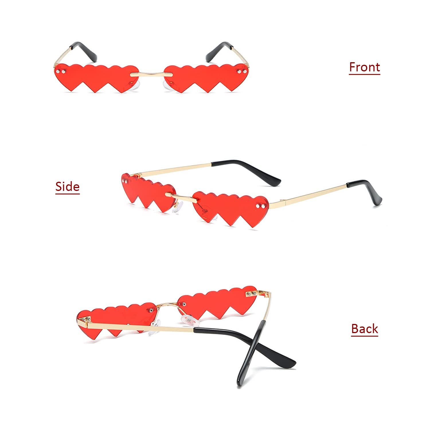 Сонцезахисні Окуляри Серце TIANNAIT Пара З Сумкою для Окулярів Незвичайної Форми, фото №3