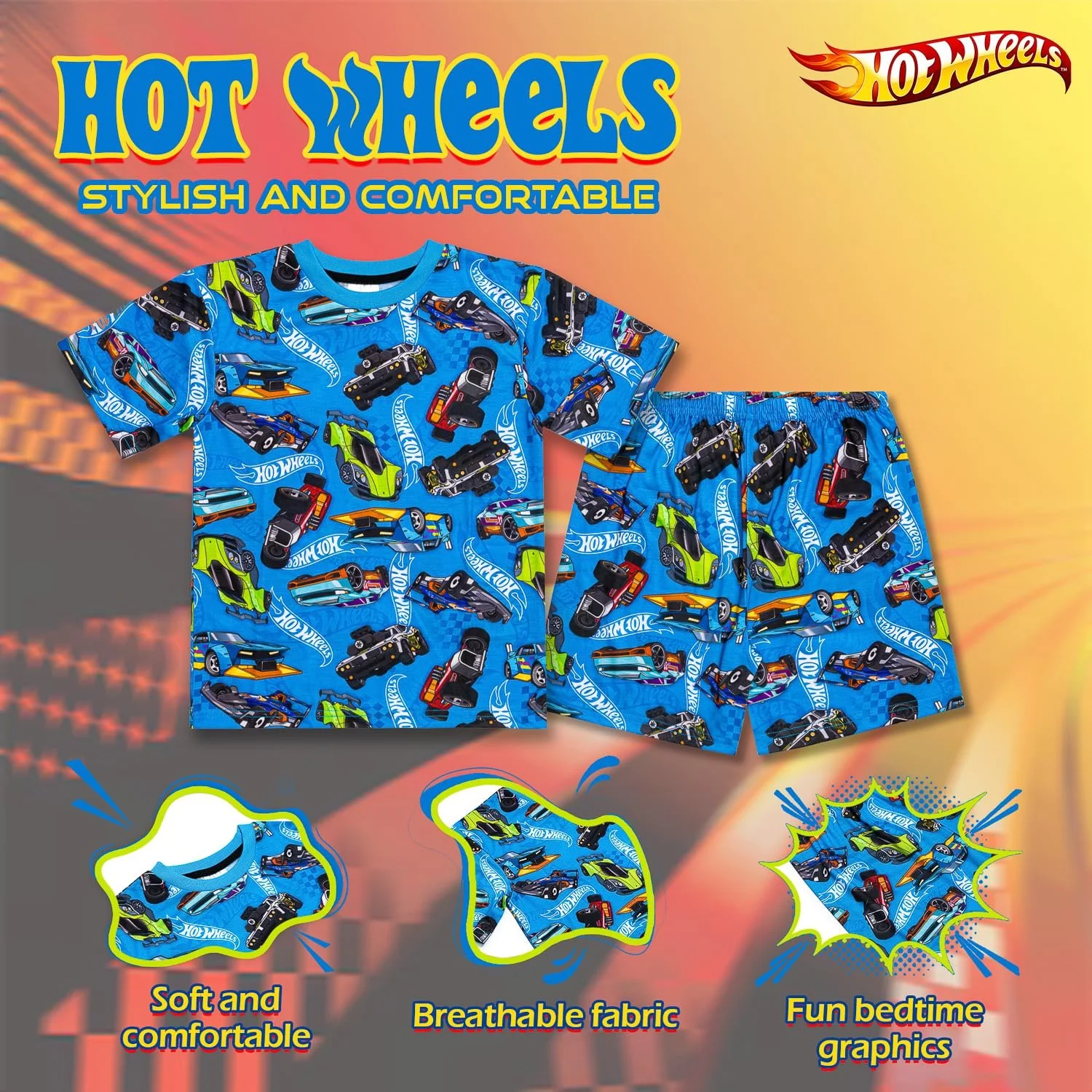 Комплект пижамы Hot Wheels для мальчиков, фото №4 Комплект пижамы Hot Wheels для мальчиков, фото №4