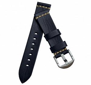 Кожаный ремешок Primolux C052B Steel buckle для часов Samsung Galaxy Watch 3 41mm (SM-R850) Black - Фото 1