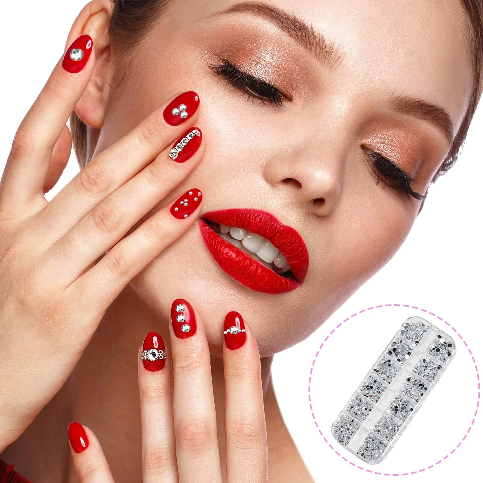 Стразы для ногтей AYNKH, плоские кристаллы AB, 6 размеров, разноцветные бусины, маленькие цветочки, фото №4