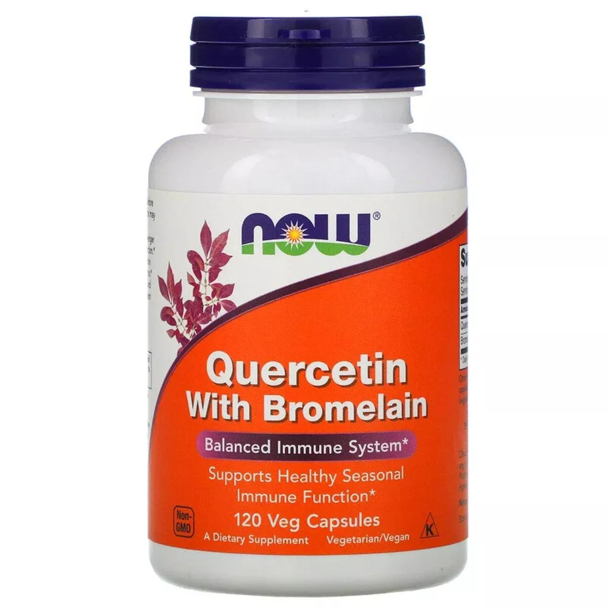 Кверцетин с Бромелайном Quercetin with Bromelain Now Foods 120 вегетарианских капсул, фото №1