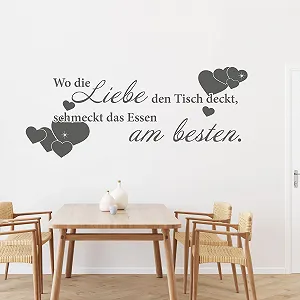 Наклейка на стіну GrazDesign Кухонні вислови Where the Love den Tisch deckt 122 x 50 см 071 Сіра - Фото 1