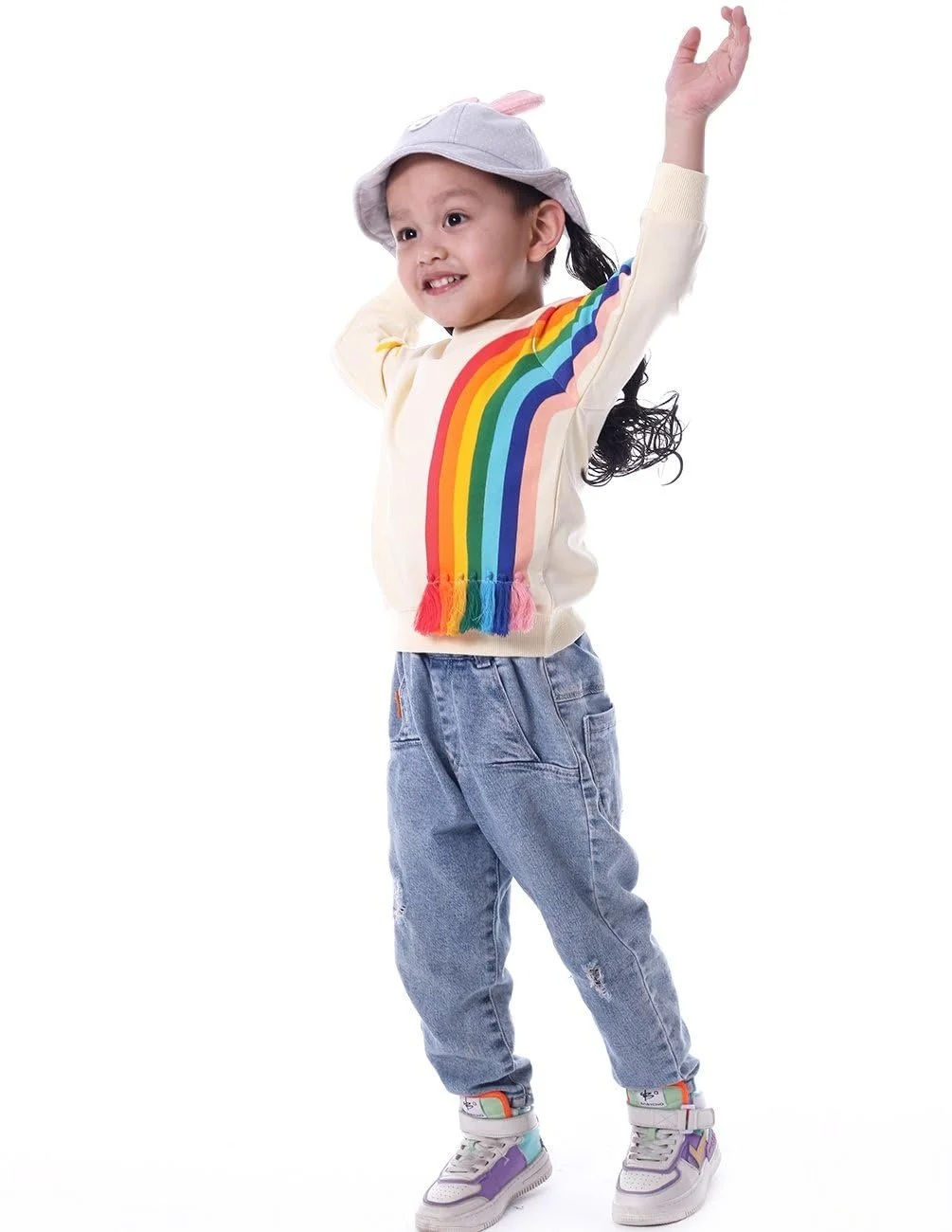 Толстовка для дівчат HahaNice, з довгими рукавами, флісова, з круглим вирізом, фото №4