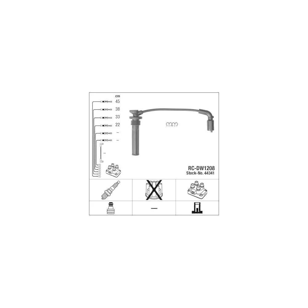 Комплект дротів запалювання NGK 44341 для CHEVROLET DAEWOO GENERAL MOTORS PONTIAC BUICK, фото №1