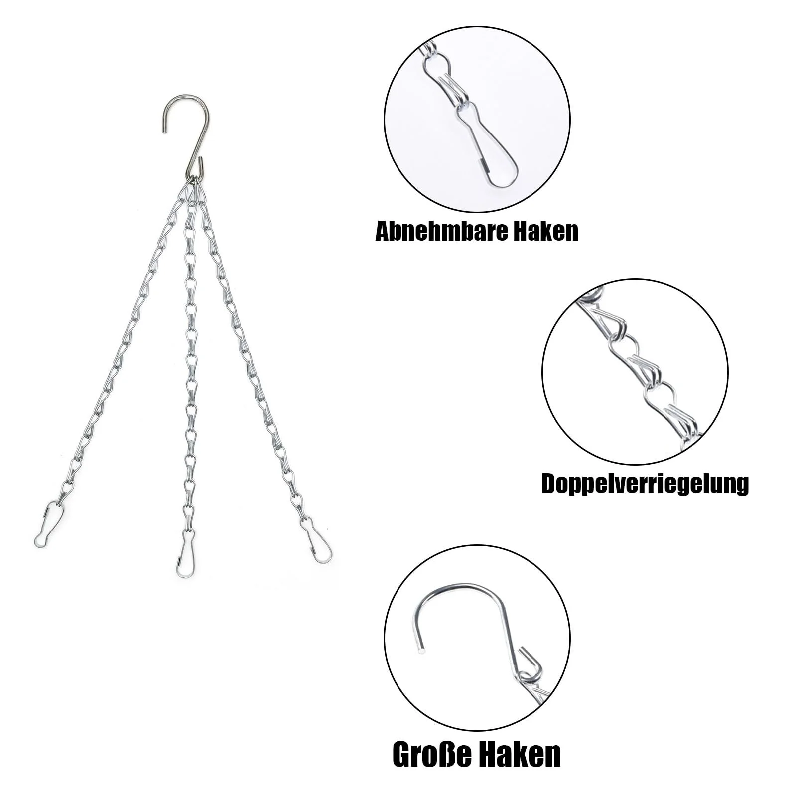 Ланцюги для підвісних кошиків Metal 50 см Set of 6, фото №5