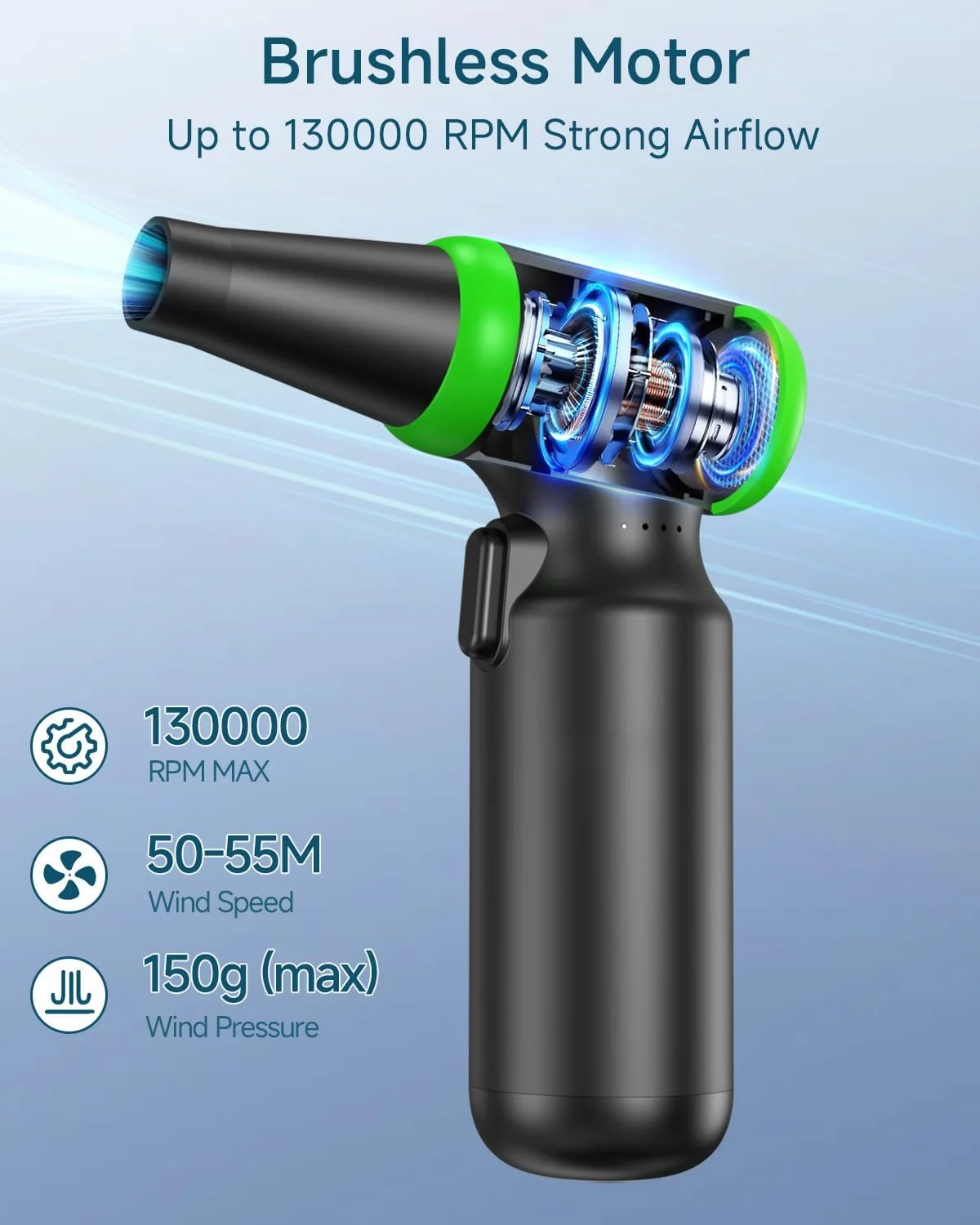 Електрична повітродувка 130,000 rpm 3-Speed 6000 mAh, фото №2