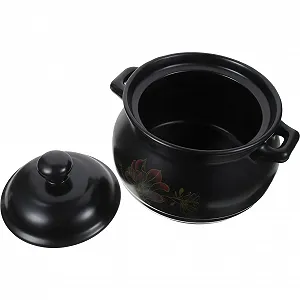 Керамическая кастрюля Toyvian Stoneware Pot для супа черная - Фото 1