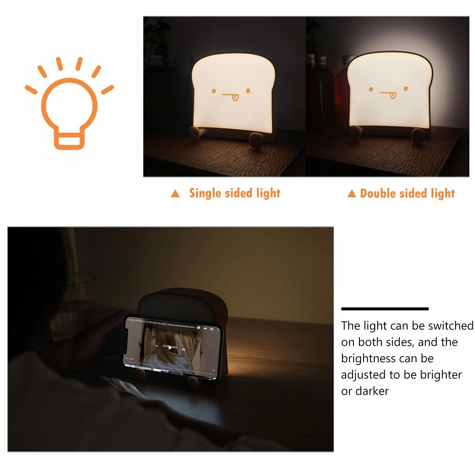 Нічник UKCOCO Toast для дитячої кімнати силіконовий USB лампа для дітей забавний нічник ABS, фото №2