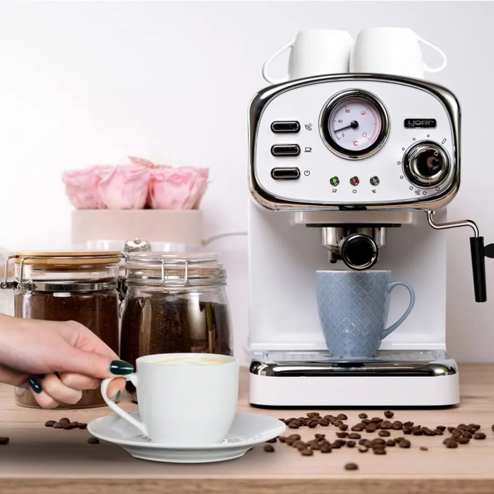 Кофеварка эспрессо YOER Breve EM01W 1100 W 20 Bar 1.2 L White, фото №2