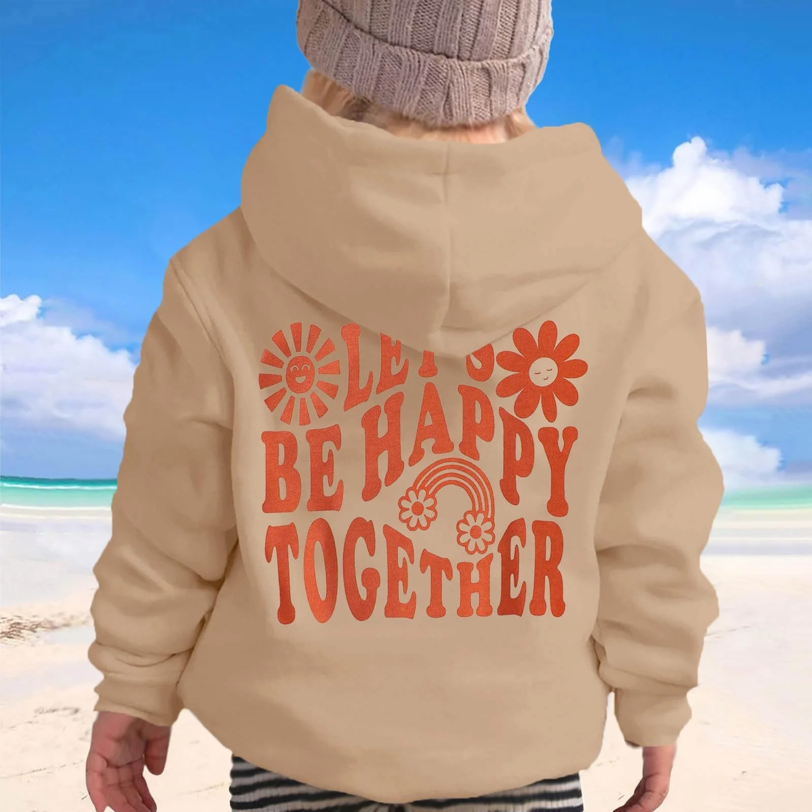 Худи для девочек с принтом, с капюшоном и карманами, идеальный зимний вариант, размер 152, фото №4