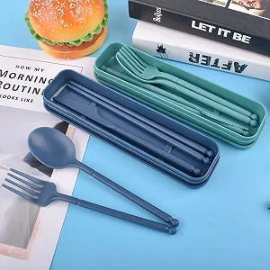 Набор дорожных столовых приборов на 2 персоны Plastic Многоразовые Портативные synthetic.ua - Фото 1