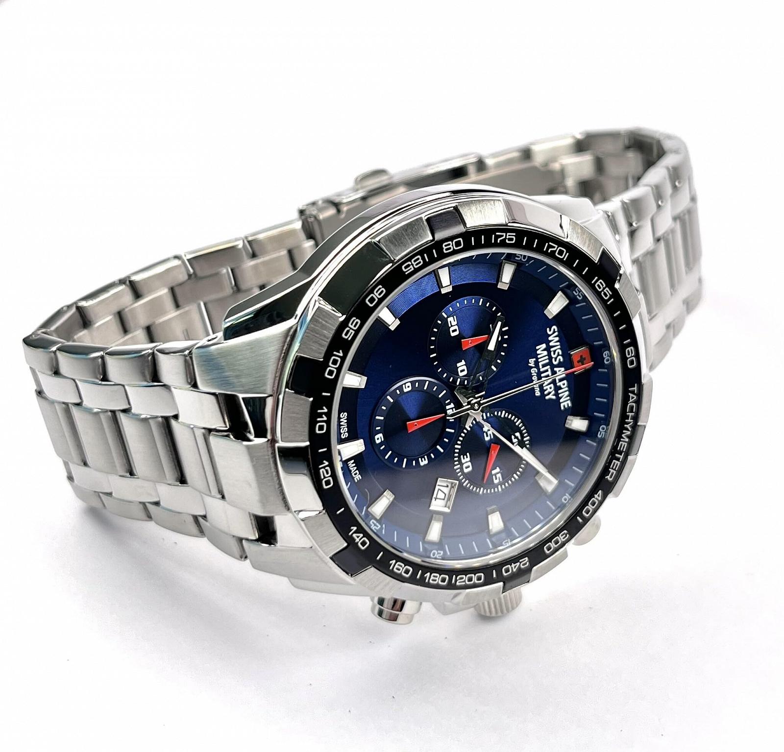 Мужские часы Swiss Alpine Military Хронограф Ronda Quartz 10 ATM 7043, браслет, фото №2