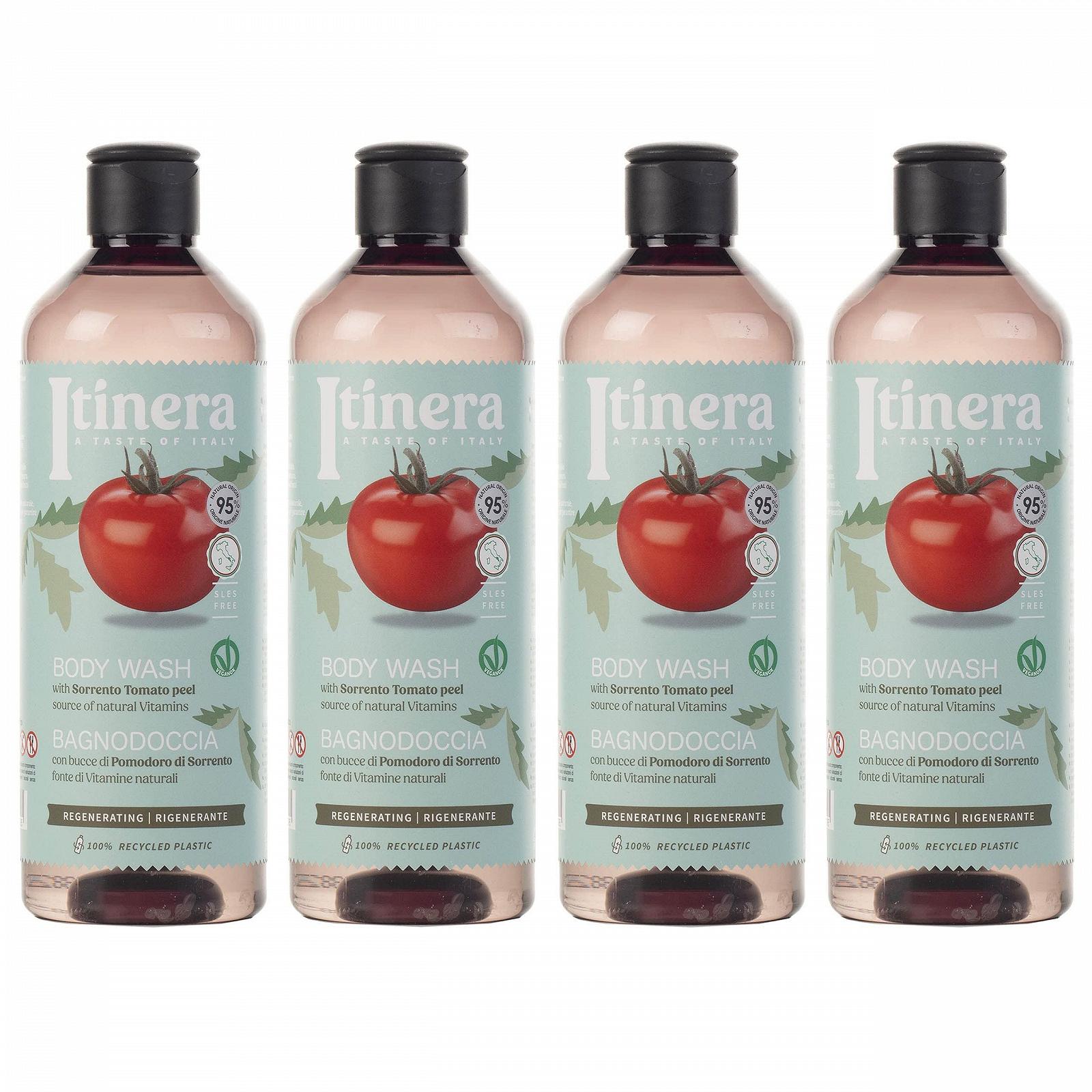 Регенеруючий гель для душу ITINERA Sorrento Tomato 95% натуральних інгредієнтів 370 мл набір з 4 шт., фото №1