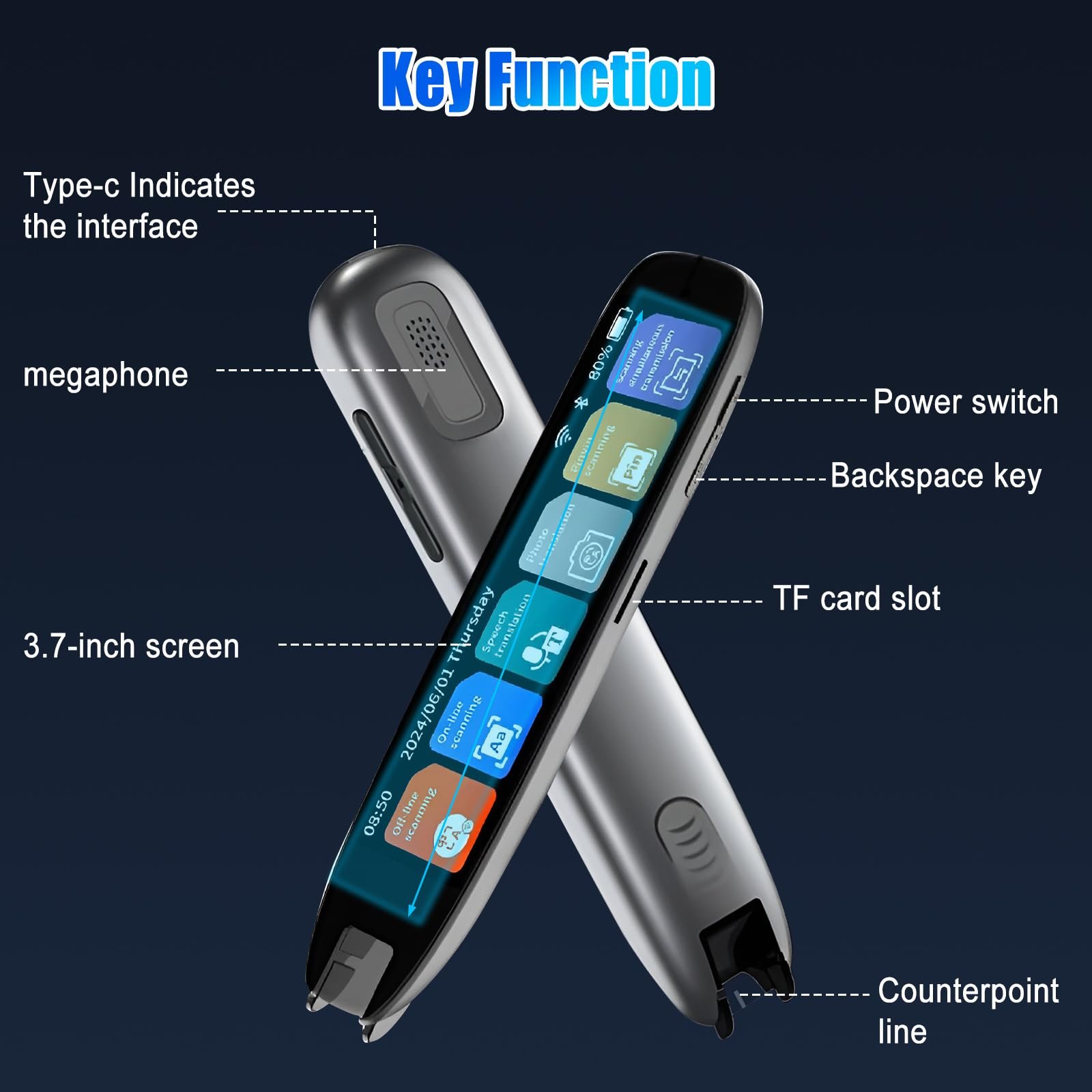 Ручка-перекладач CDIYTOOL Scan, Портативний пристрій для перекладу 142 мовами, фото №6