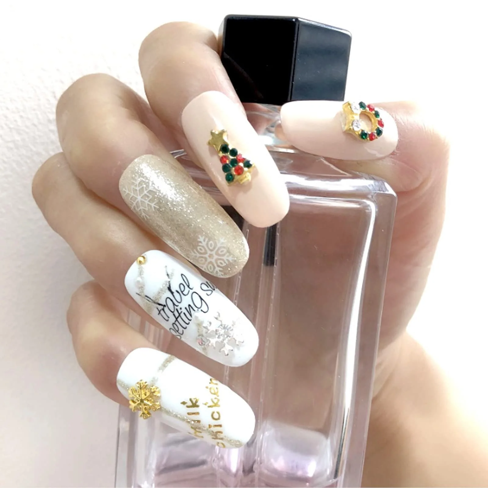 Стразы для ногтей Рождественские снежинки Санта Клаус Multi-Shape 1Box 12 Cells Рождественский сплав Turntable-1, фото №4