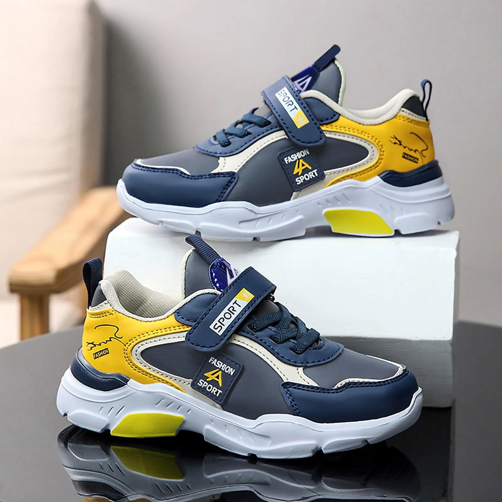 Дитячі кросівки для хлопчиків та дівчаток на липучках, спортивні, сітчасті, дихаючі, легкі, м'які, еластичні, футбольні, спортивні, фото №7