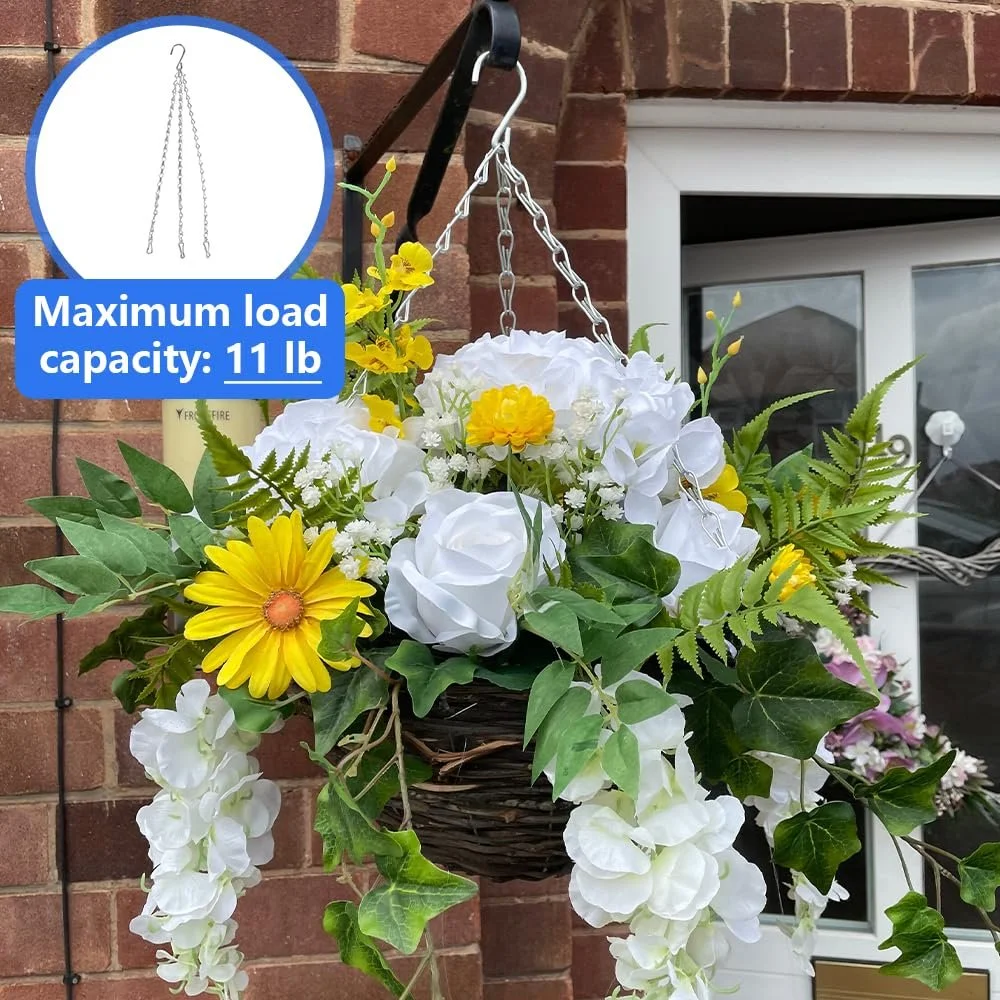 Ланцюжки для підвісних кошиків 4 шт. Метал 3-точкові 40 см Чорний, фото №5