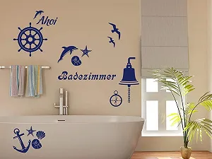 Наклейка на стіну GRAZDesign Shell & Fish Set для ванної водостійка 049 Королівський синій synthetic.ua - Фото 1