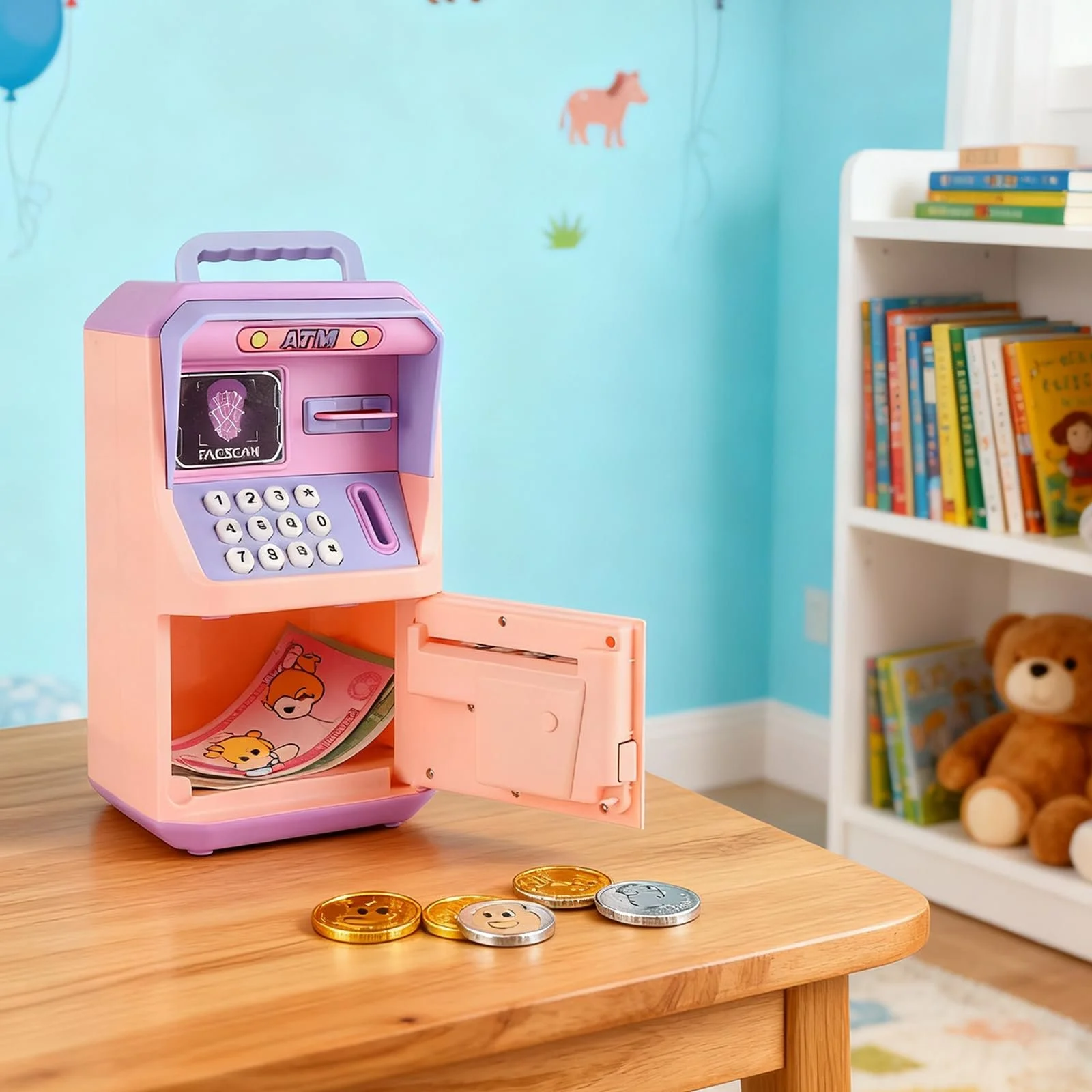 Скарбничка електронна банкомат із розпізнаванням обличчя та відбитком пальця 3-12 років, фото №7