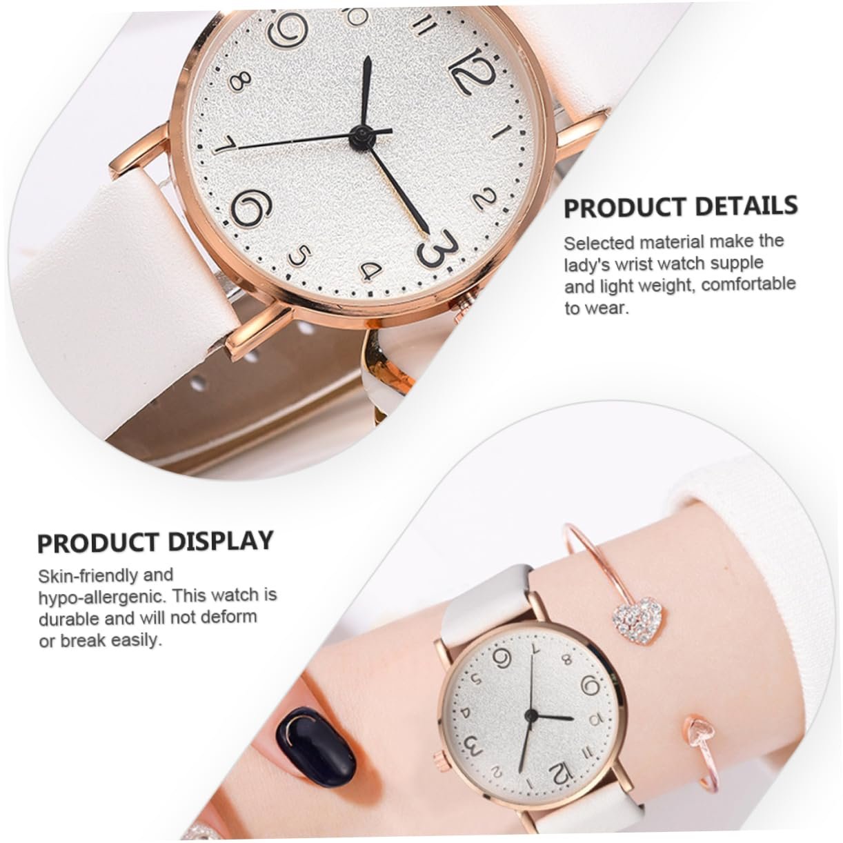 Женские часы WRITWAA 2 шт. Классический ПУ кожаный ремешок Аналоговый кварцевый механизм, фото №8