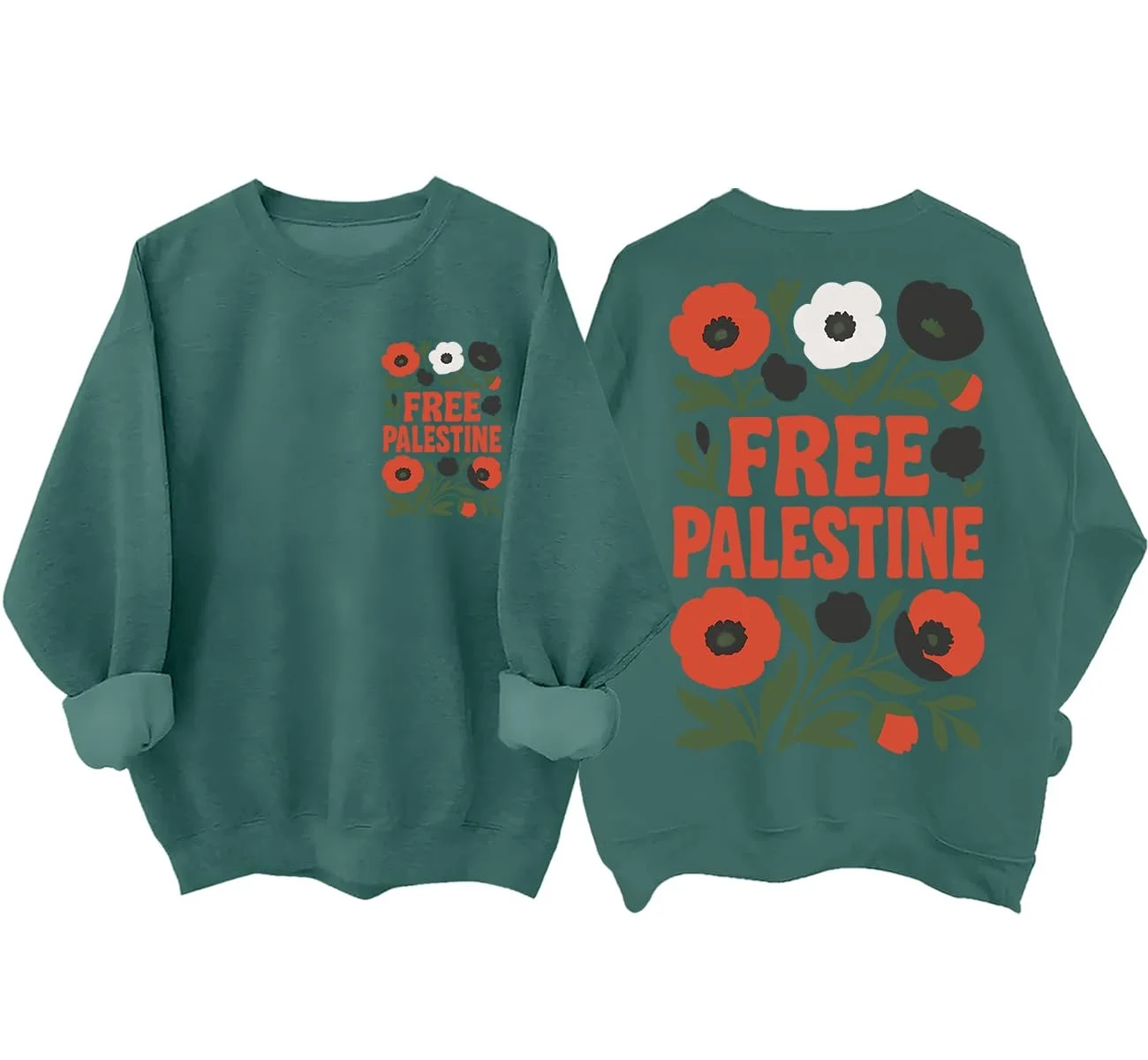 Свитшот Free Palestine Винтаж Цветочный флаг Графический Палестина Унисекс, фото №1