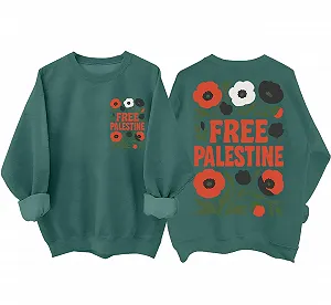 Свитшот Free Palestine Винтаж Цветочный флаг Графический Палестина Унисекс - Фото 1