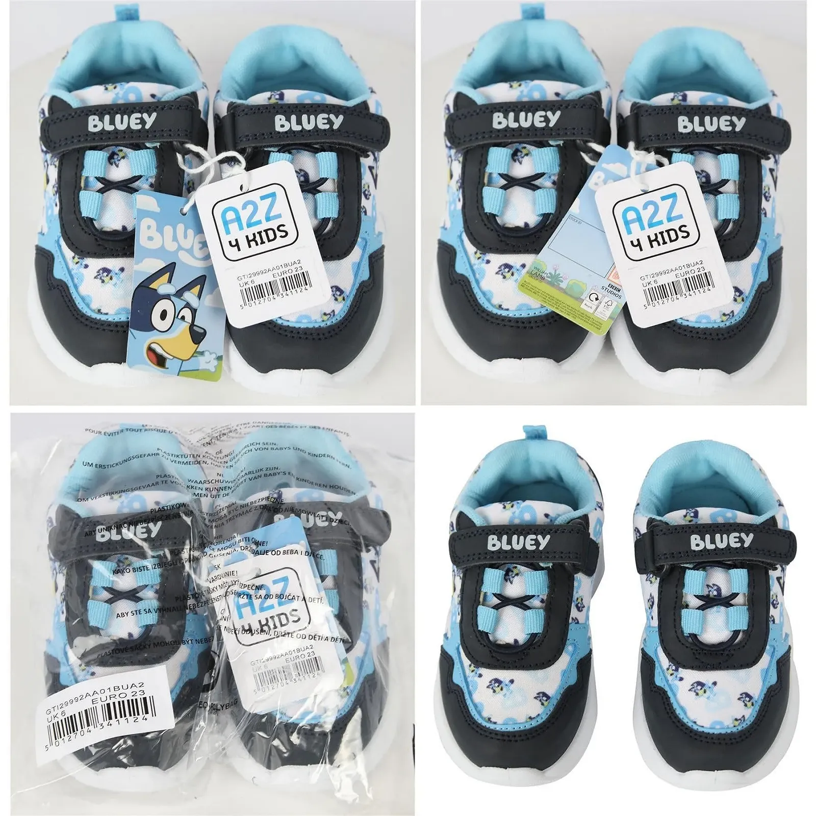 Кроссовки Bluey Для мальчиков Официальные детские персонажные Черный и Синий PU Кроссовки на липучке Легкая амортизирующая подошва Размеры 6-12 A2Z 4 Kids, фото №7