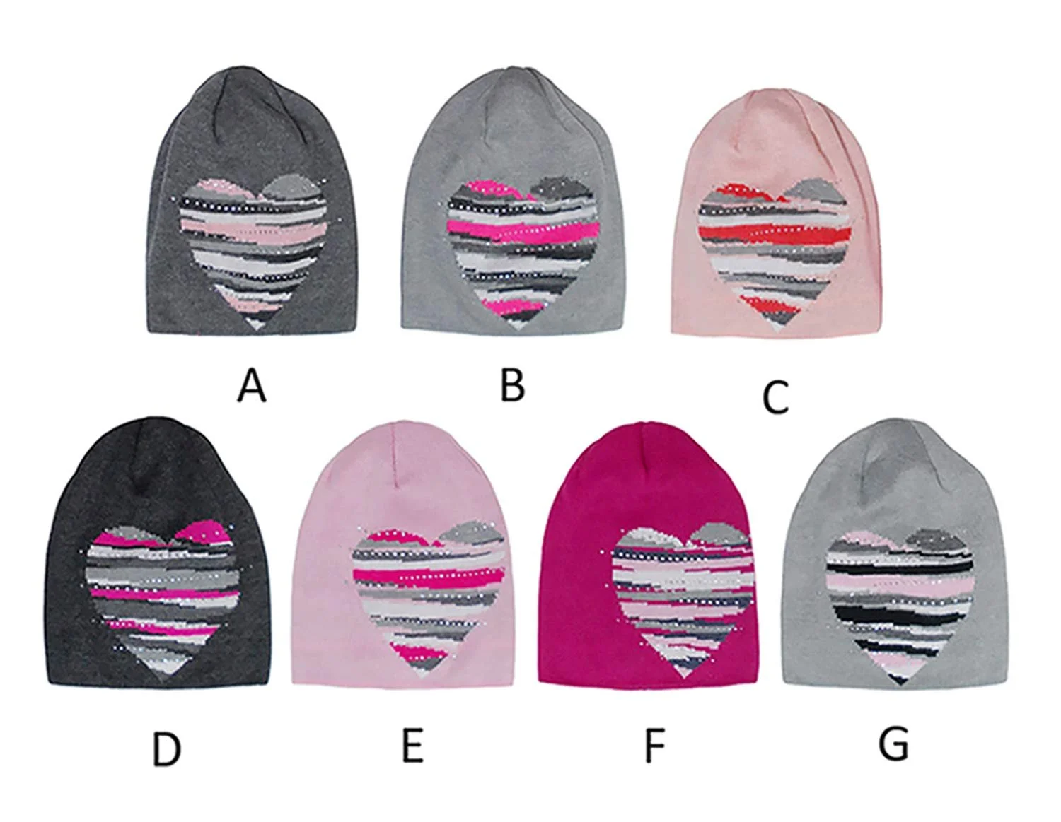 В'язана шапка для дівчат AJS з Rhinestones and Heart, фото №2