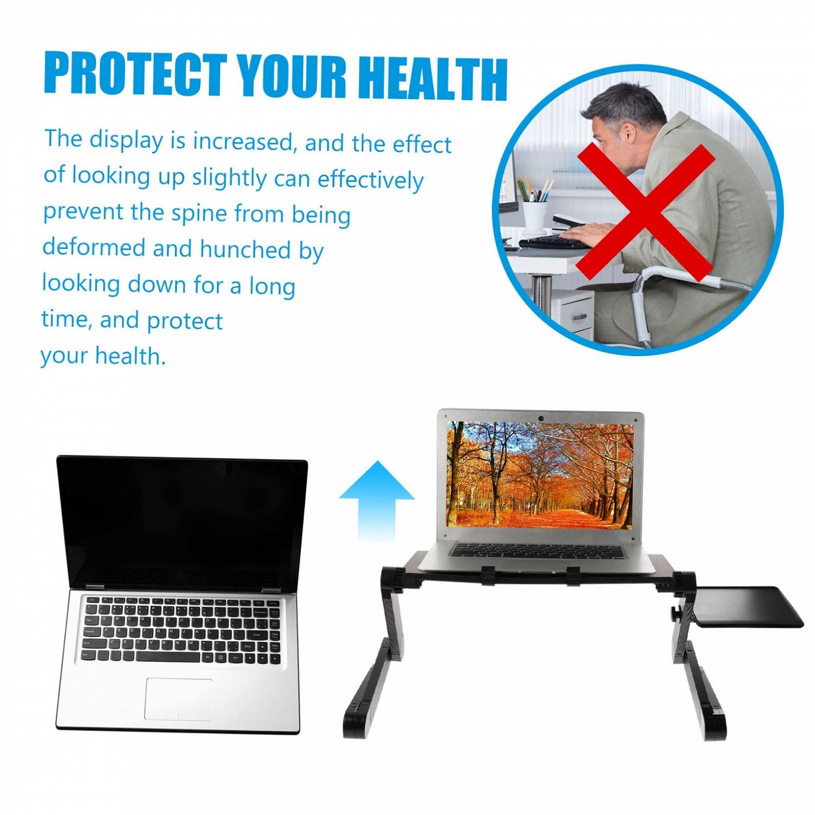 Подставка для ноутбука алюминиевая складная с функцией охлаждения портативная и стабильная для дома и путешествий для комфортной работы на ноутбуке, фото №2