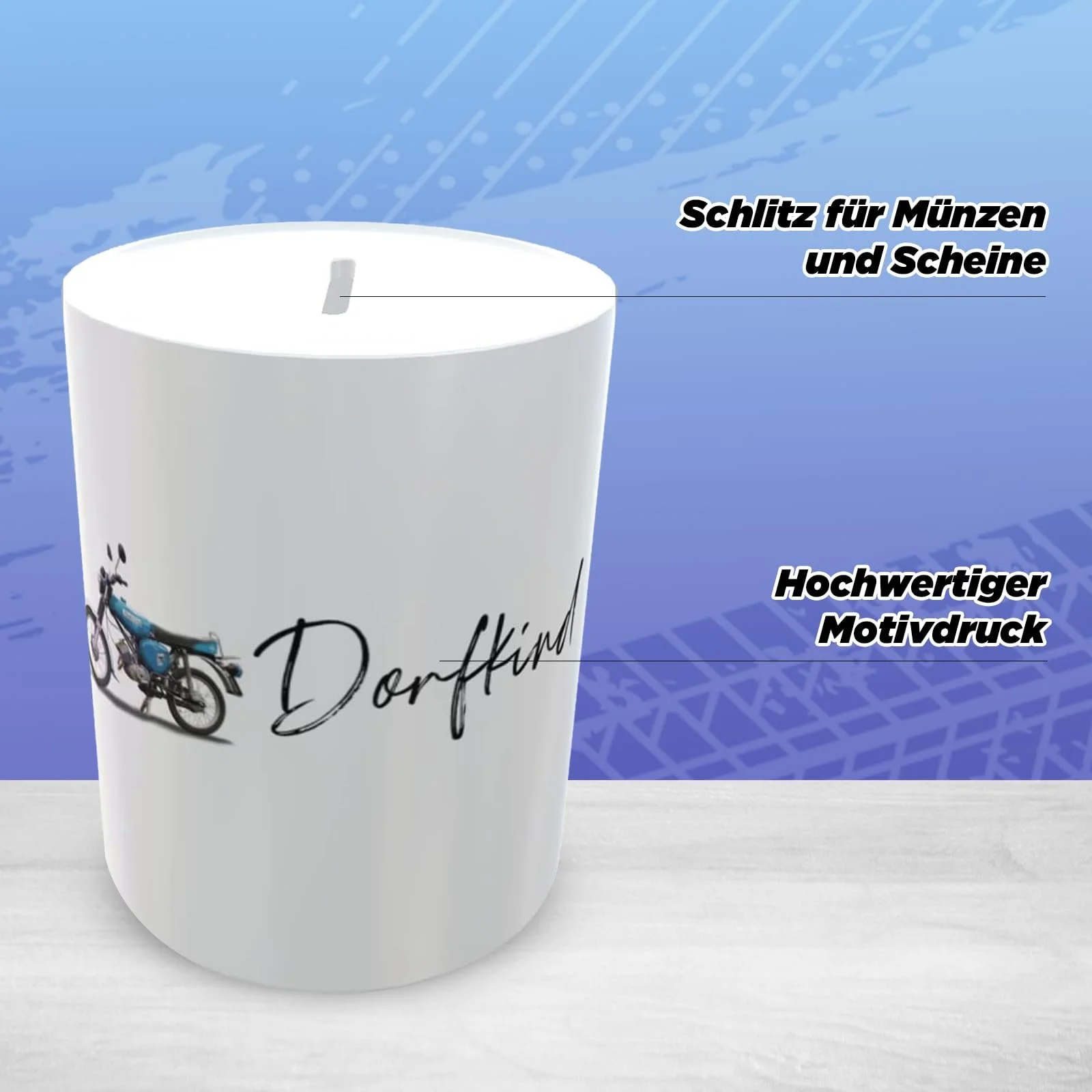 Скарбничка Мопед Simson Синя Керамічна Персоналізована, фото №3