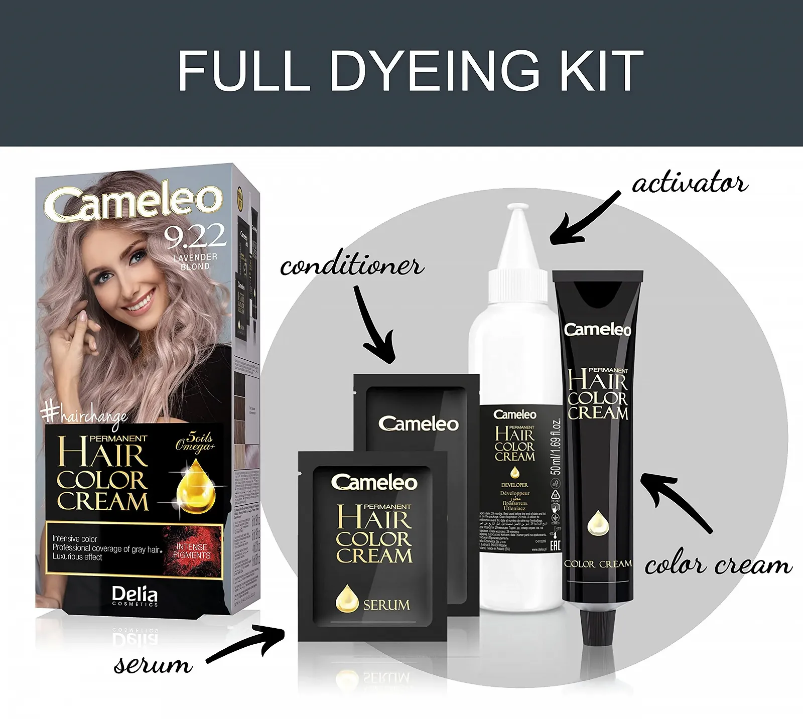 Фарба для волосся Cameleo Блонд Лаванда Intense Colour and Protection 5 Oils + Omega Plus Acids Professional Luxury Повний Набір, фото №2 Фарба для волосся Cameleo Блонд Лаванда Intense Colour and Protection 5 Oils + Omega Plus Acids Professional Luxury Повний Набір, фото №2