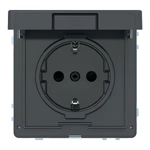 Розетка Schneider Electric Merten Aquadesign SCHUKO с крышкой и шторками Черная - Фото 1