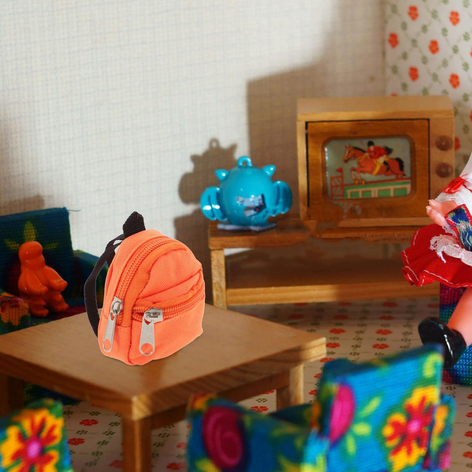 Міні-рюкзак UPKOCH Miniatures Mini Zipper Doll Акcесуари Рюкзак для ляльок Помаранчевий, фото №3
