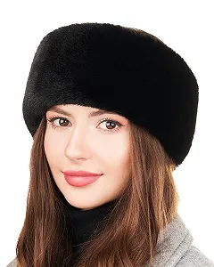 Повязка на голову Futrzane Modern, зимняя меховая, размер S, черная Modern - Фото 1