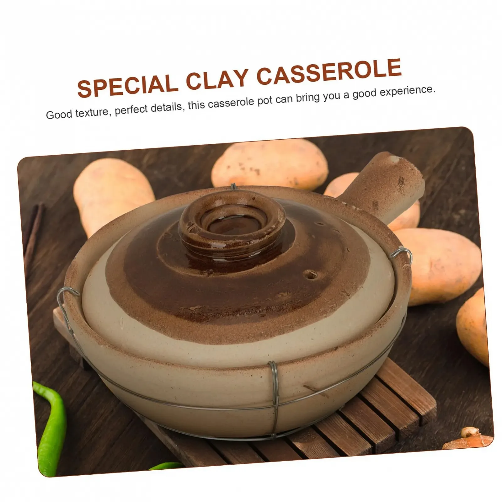 Керамічний горщик для приготування їжі китайський з ручкою та отвором для пари, фото №7